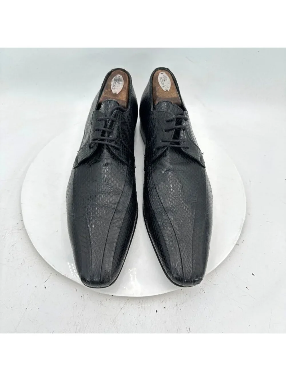 Dolce & Gabbana Men Size EU 44 E US 10 Black Crocodile Skin Derby Dress Shoes